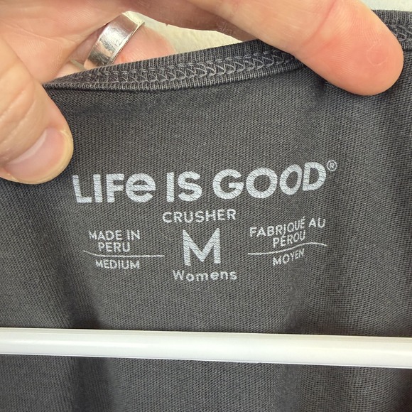 Life Is Good Tank Top Womens Medium Black Crusher Graphic Breathe Nature Quote - Picture 4 of 7